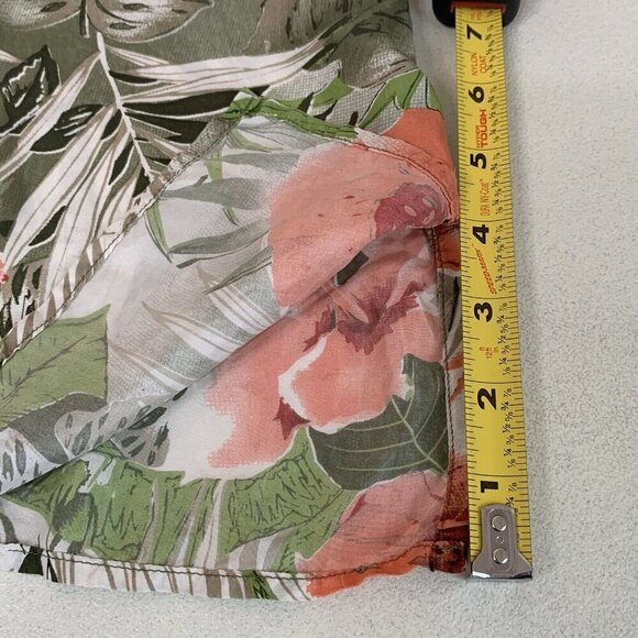 Stunt Floral Camp Shirt Womens XL Silk Button Up Side Slits Hibiscus Tropical - Picture 6 of 9